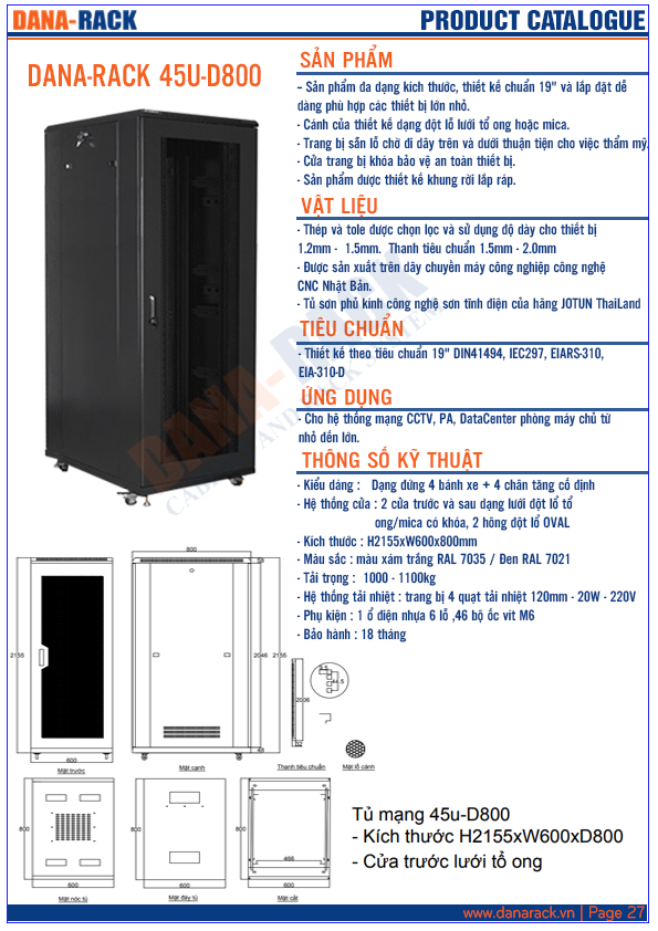 Tủ Rack 45U D800 - Phân Phối Tủ Rack-Tủ Mạng trong nhà Và ngoài trời ...